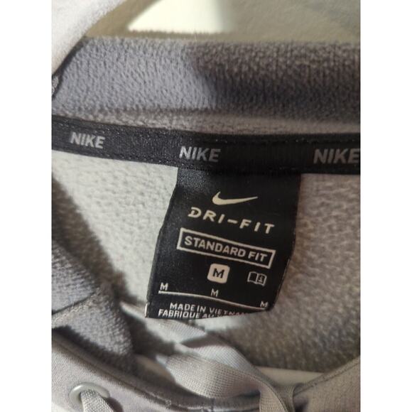 Nike Hoodie Men Med Gray Zebra Striped Dri Fit Center Swoosh Pullover Sweatshirt - Picture 4 of 5